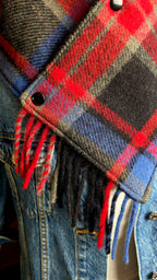 Plaid Wool Cowl Scarf - Brookings Fringe