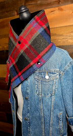 Plaid Wool Cowl Scarf - Brookings Fringe