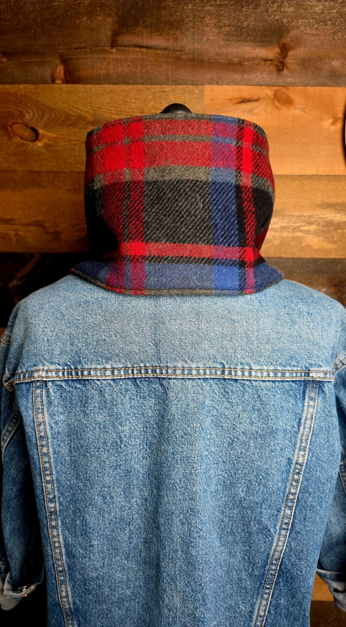 Plaid Wool Cowl Scarf - Brookings Fringe