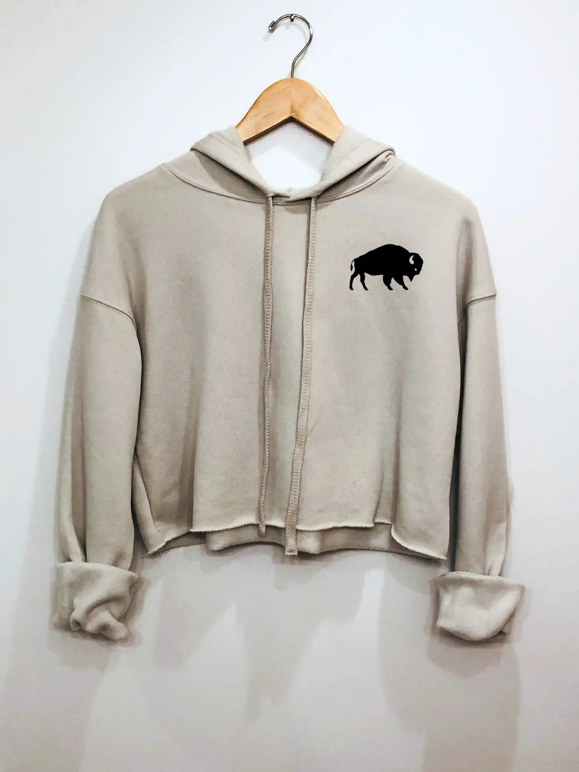 Buffalo Cropped Hoodie - Sand