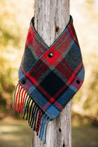 Plaid Wool Cowl Scarf - Brookings Fringe