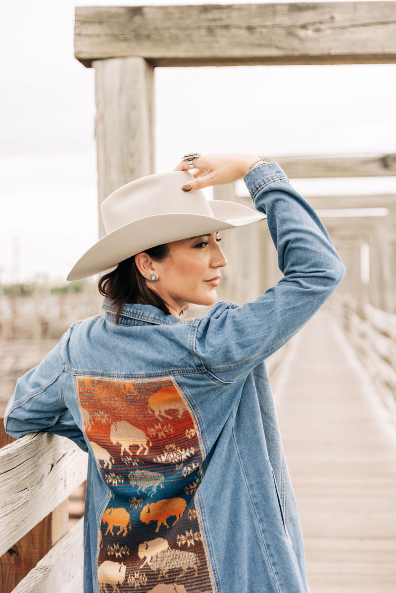 Denim Duster Jacket - Land of the Buffalo