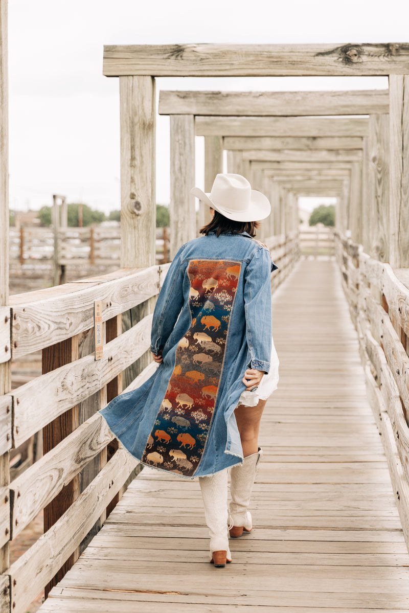 Denim Duster Jacket - Land of the Buffalo