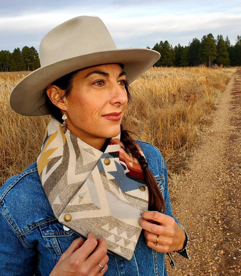 Western Wool Cowl Scarf - White Sands