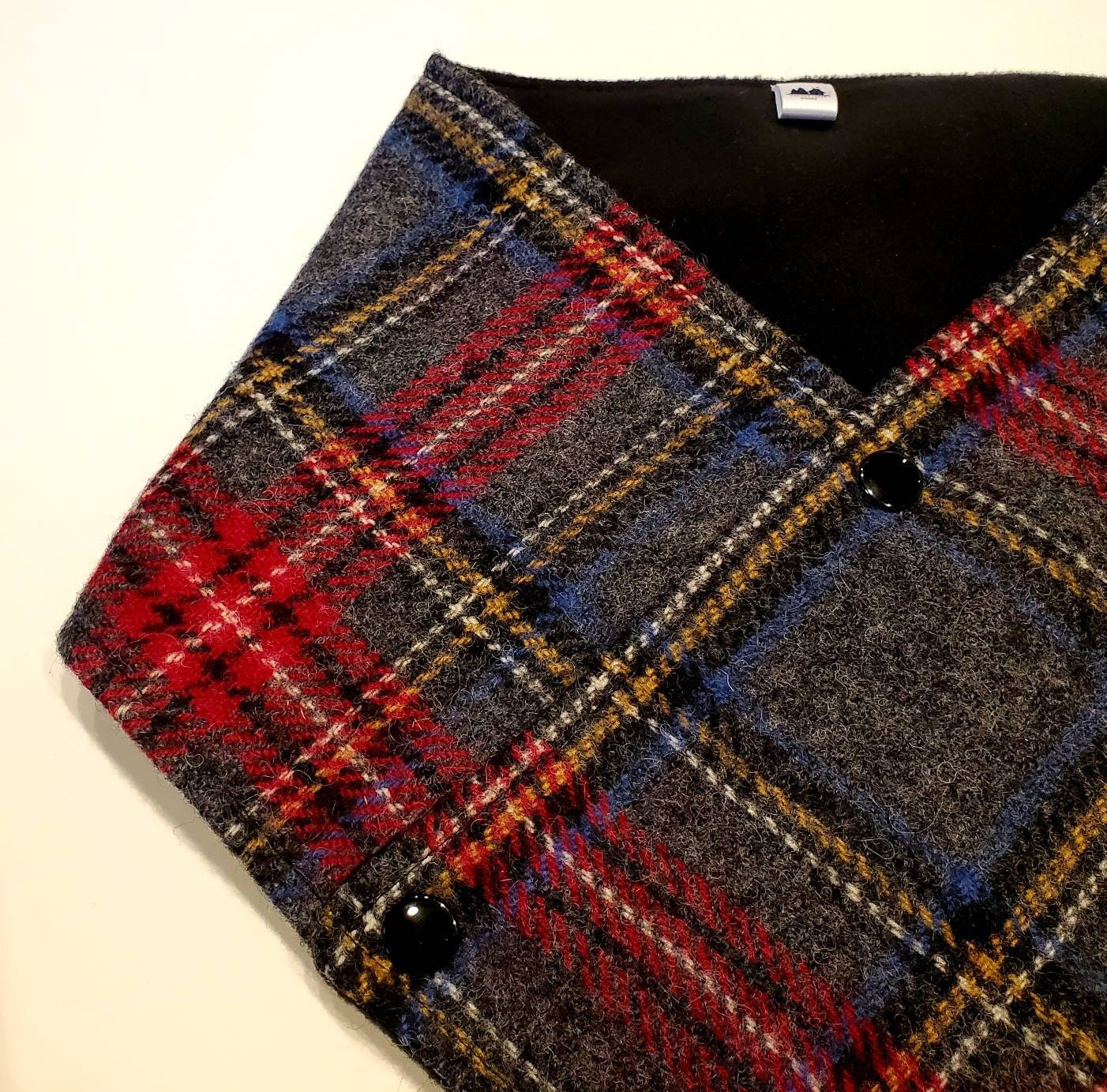 Women's Wool Scarf, Men's Wool Scarf, Cowl Neck Scarf, Equestrian Bandana, Snap Scarf, Scarf, Neck Wrap, Plaid Scarf, Tartan Scarf, Button