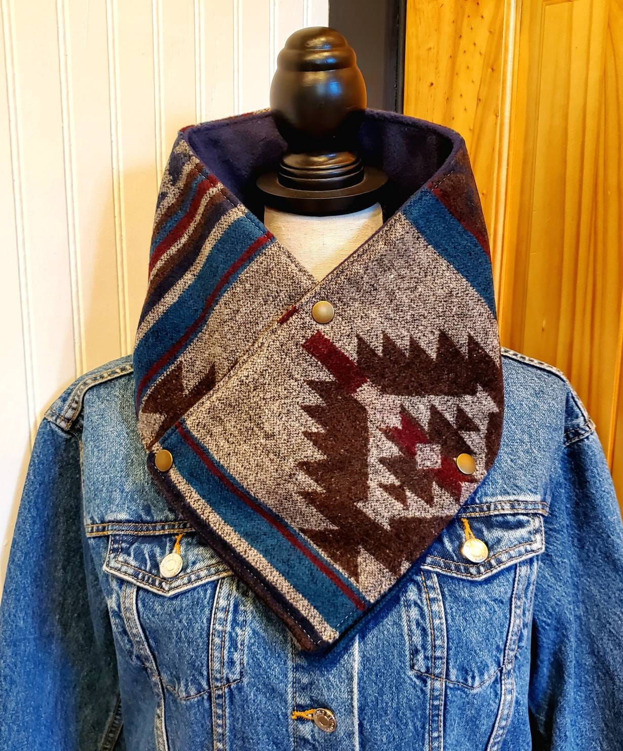 Women's Wool Cowl, Wild Rags, Buckaroo Cowl, Cowgirl Gift, Southwestern Cowl, Cowboy Cowl, Wild Wool, Western Wool Bandana, Motorcycle Scarf