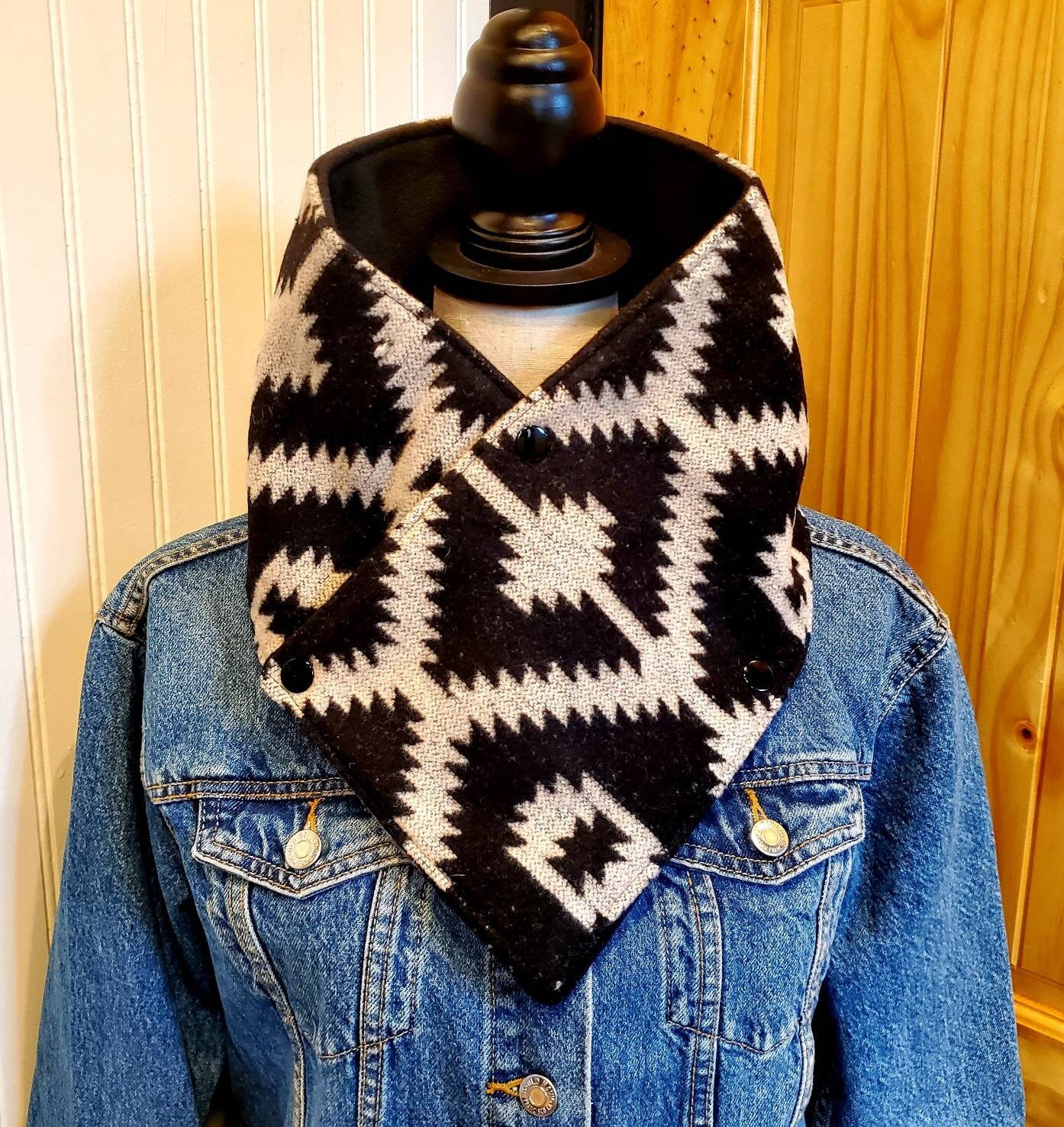 Women's Wool Cowl, Wild Rags, Buckaroo Cowl, Neck Wrap, Southwestern Cowl, Cowboy Cowl, Aztec Scarf, Western Wool Bandana, Motorcycle Scarf