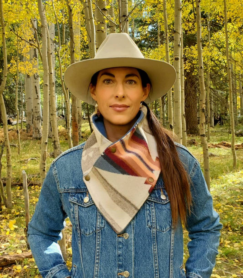 Western Wool Cowl Scarf - White Sands