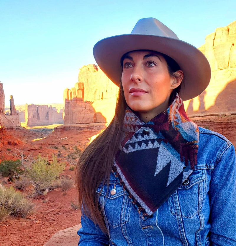 Women's Western Cowl - Black Aztec