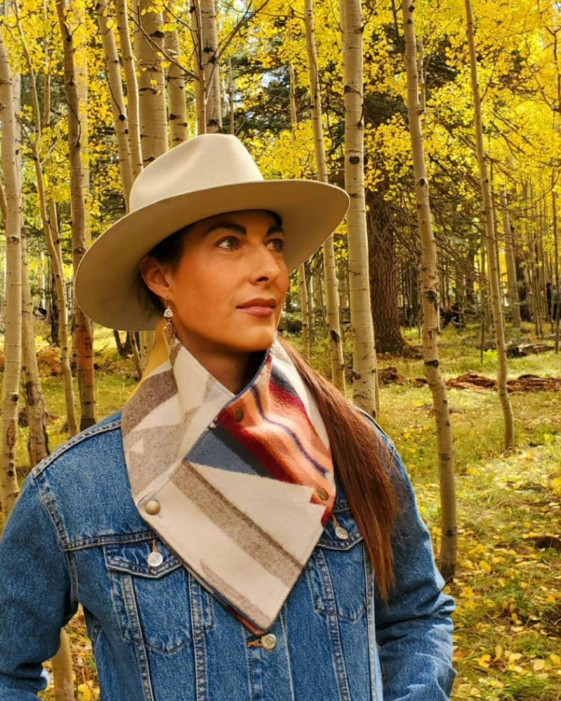 Western Wool Cowl Scarf - White Sands