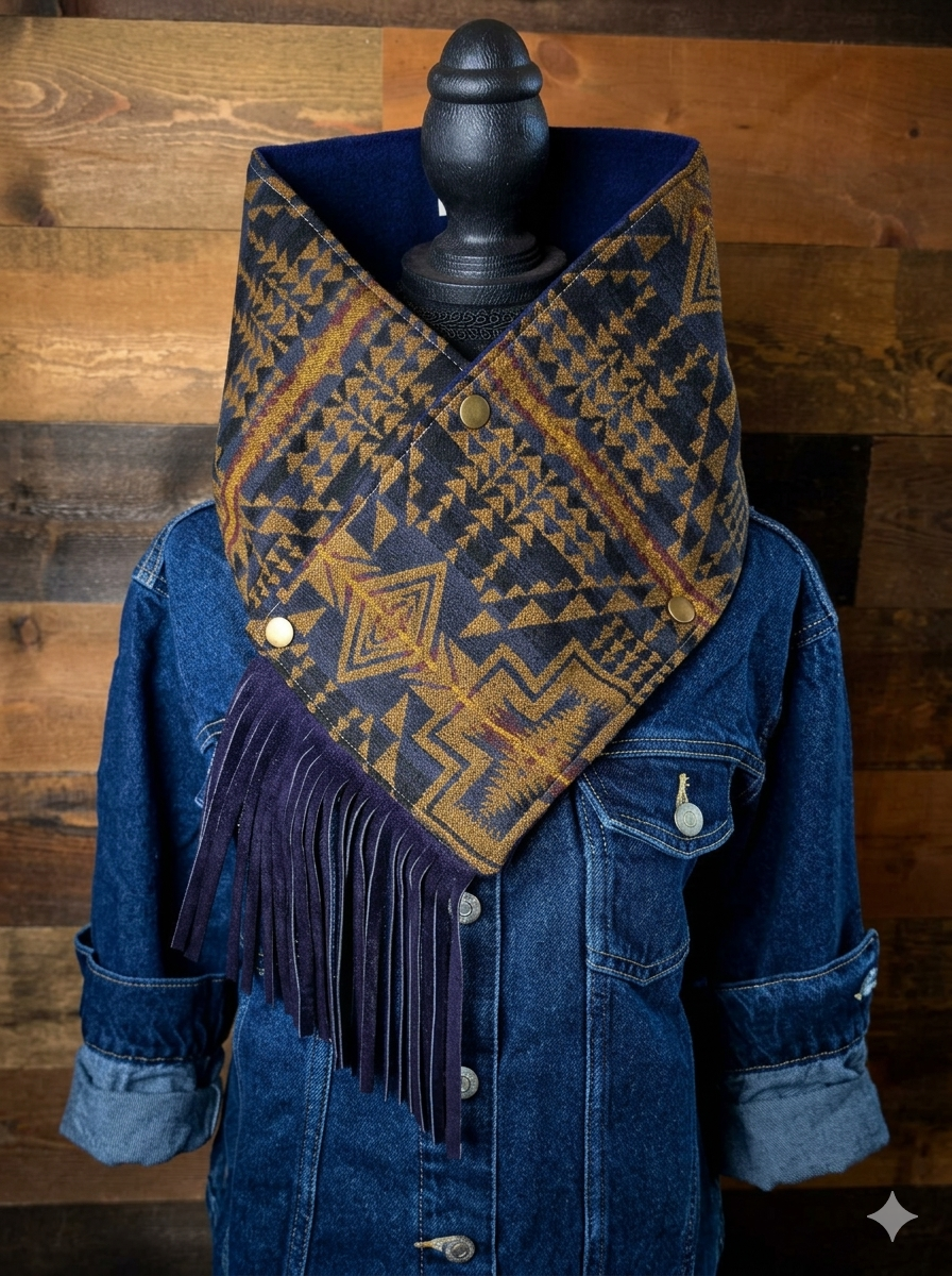 Wool Cowl Scarf - Harding Trail Fringe