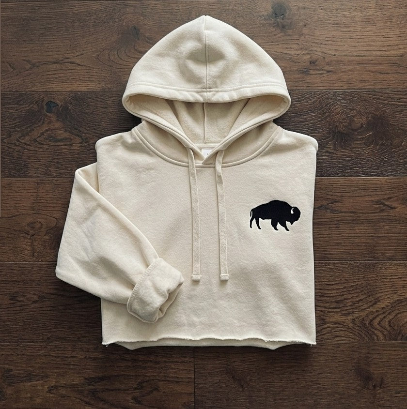 Buffalo Cropped Hoodie - Sand